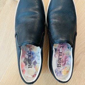 Born 'Richie' Leather Slip-On Shoes - Womens 7 - Black - Never Worn